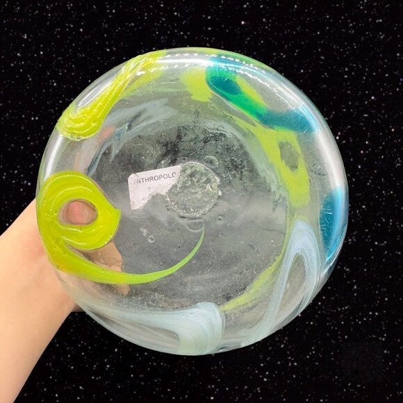 Anthropologie Art Glass Vase Planter Multicolor Glass Swirls Large 6”T 5.5”W - Picture 4 of 7